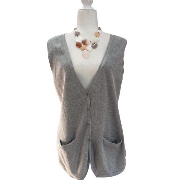 Norma Kamali Cotton Knit Button Front Sleeveless Vest Top - Picture 1 of 6